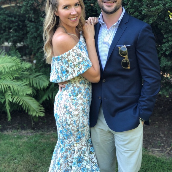 Light Blue Bronx and Banco Off the Shoulder Mermaid Dress - Picture 8 of 9